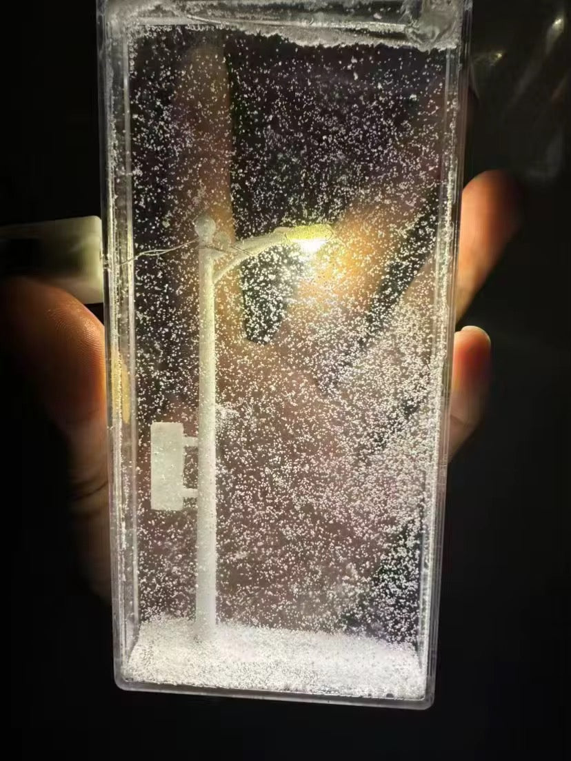 Snowy Street Lamp Night